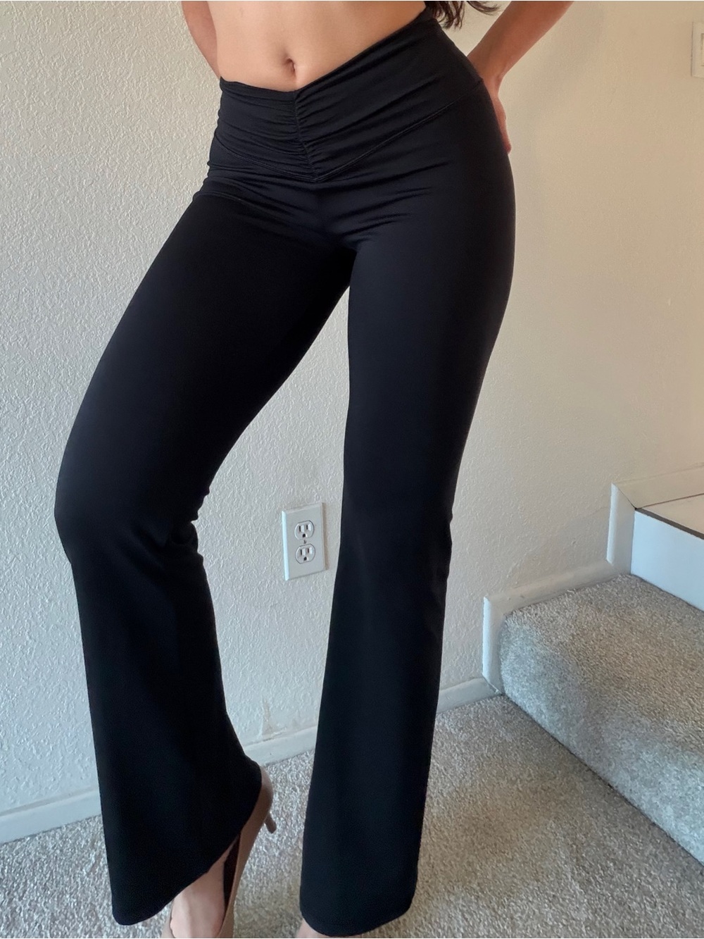 Victoria's Secret Black Flare Pants with Ruched Waist